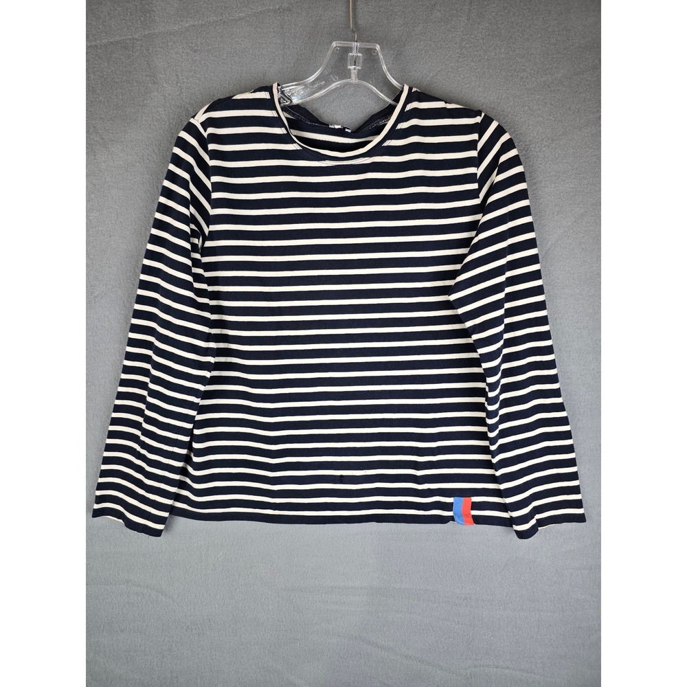 Kule T-Shirt Womens Medium Navy Cream Striped Long Sleeve Nautical Preppy Tee